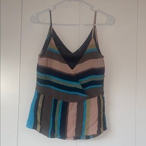 Zara Blue and Black Asymmetrical Peplum Camisole